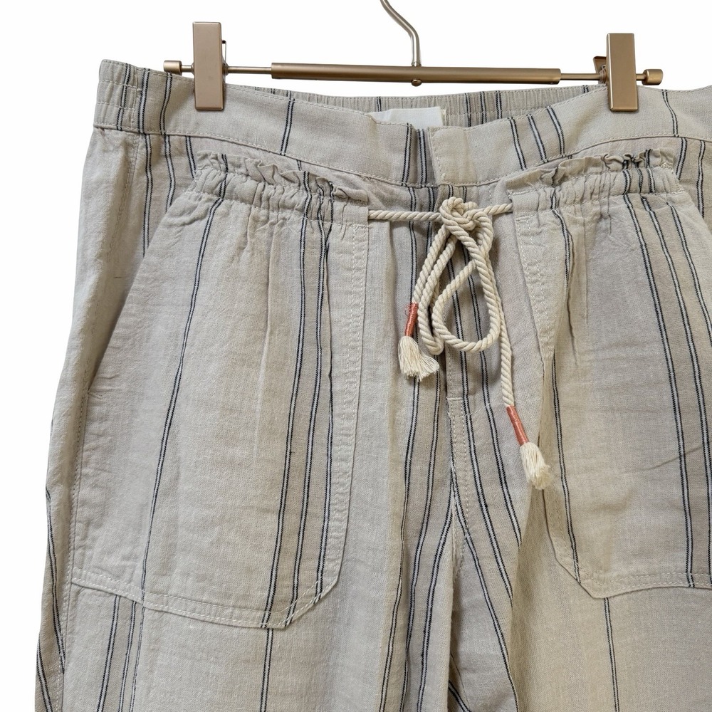 Anthropologie Seashore Stripe Linen Blend Pants Size SP Neutral Preppy Beachy - Picture 4 of 8